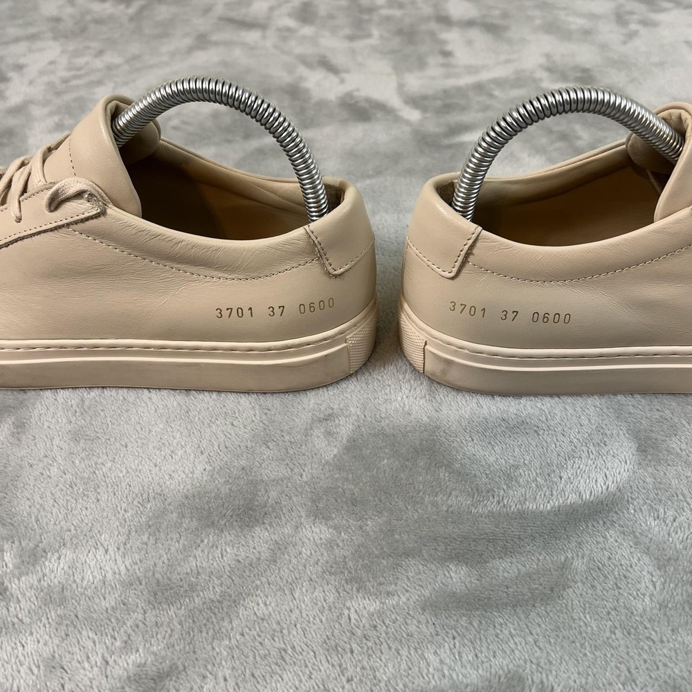 Common Projects Achilles Low Shoes Womens Size 7 Beige Leather Sneakers Italy - Picture 7 of 16